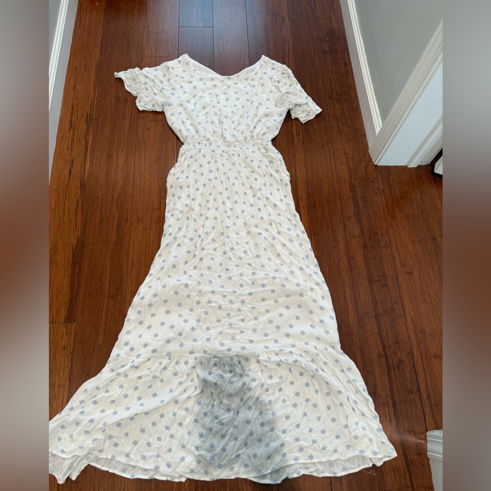 JessaKae White Dress with Blue Accents